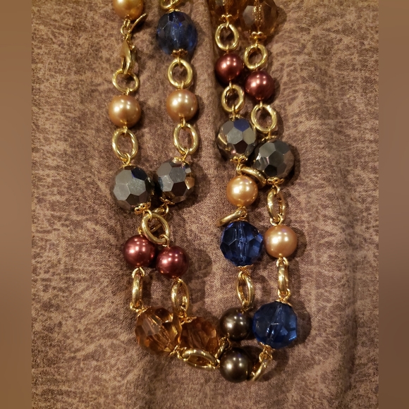 KJL 45 Mixed Glass Beads Necklace Faux Preals - Picture 3 of 3